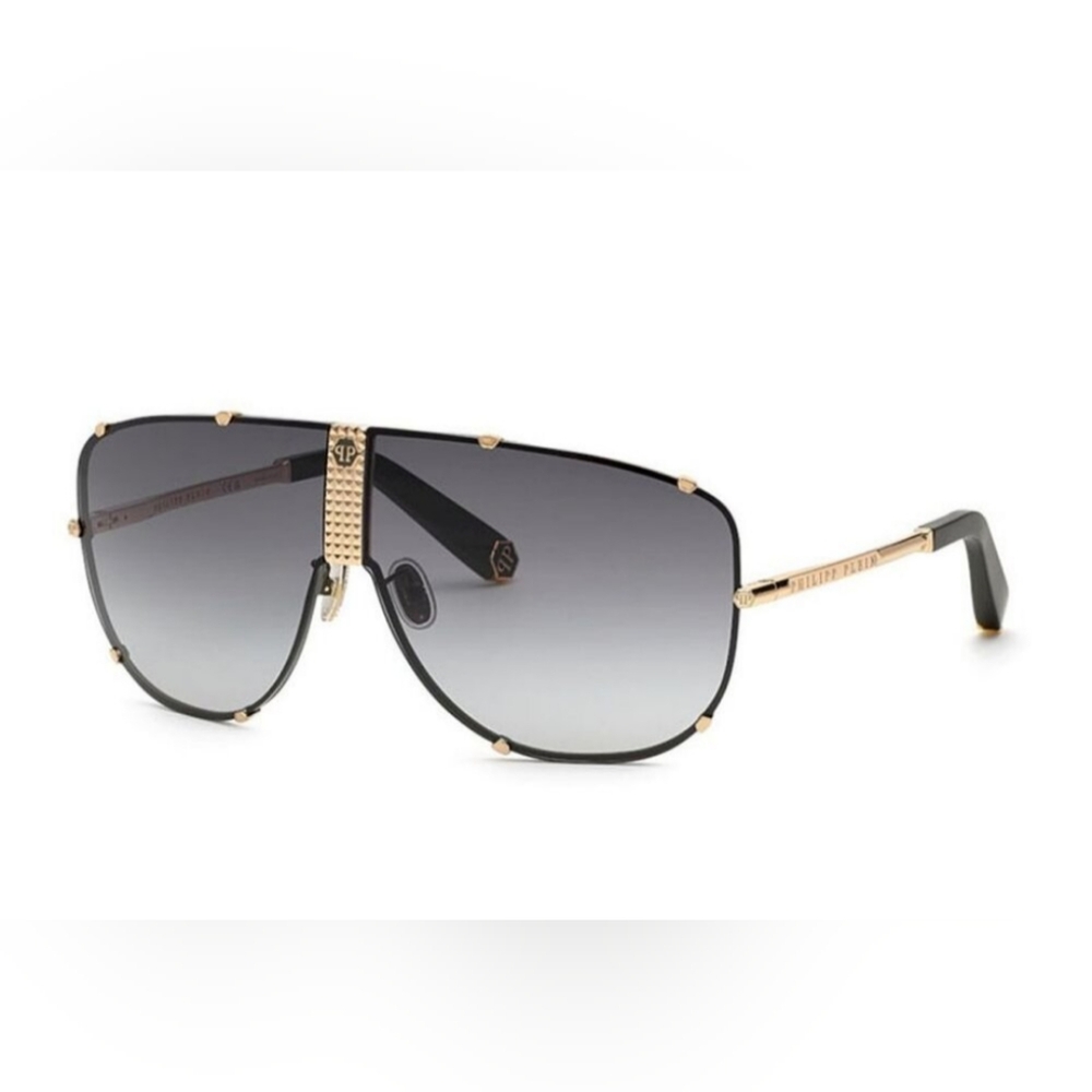 PHILIPP PLEIN Stud Aviator Gold & Black Sunglasses SPP075